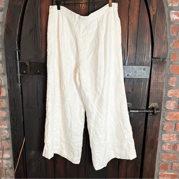 Ralph Lauren white lined linen wide leg pants 12 - Picture 2 of 5